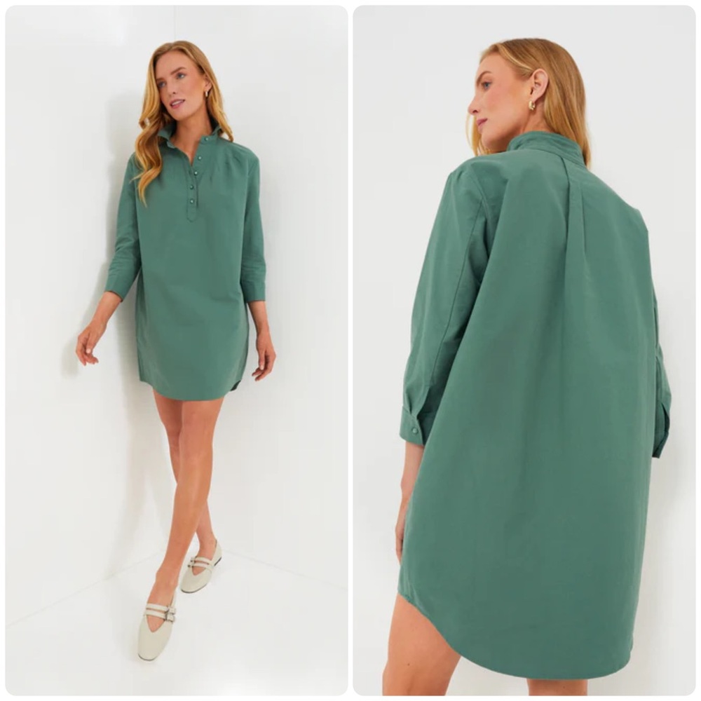 Tuckernuck Pomander Place Polly Dress Green Cotton Mini Size Large
